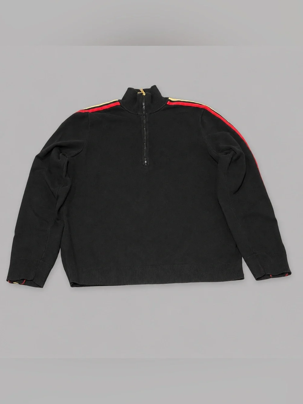 Ralph Lauren L-RL Lauren Active Men’s XL Black 1/4 Zip Sweater Red Stripe